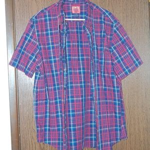 Big Mac Mens Short Sleeve Plaid Button Front Shirt
